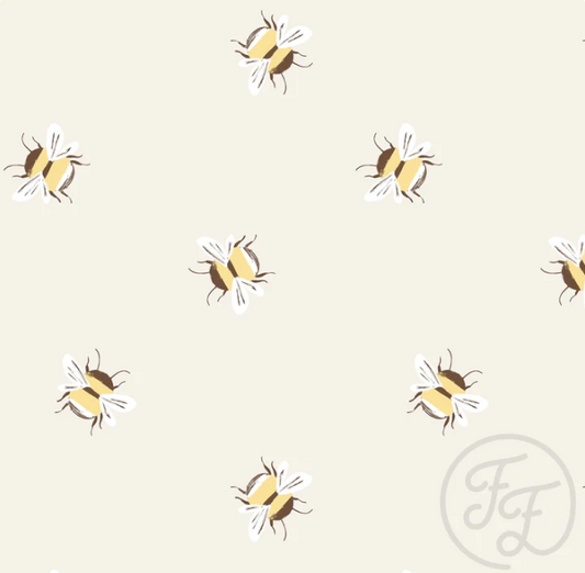 Buzzing Bees Ivory - Linen Cotton